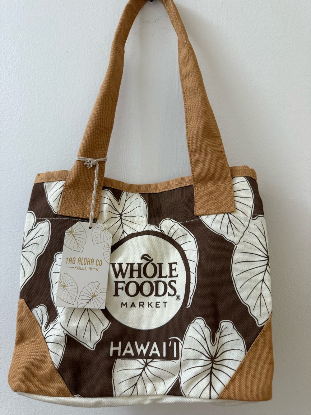 Whole Foods Hawaii Brown Canvas Mini Tote Bag